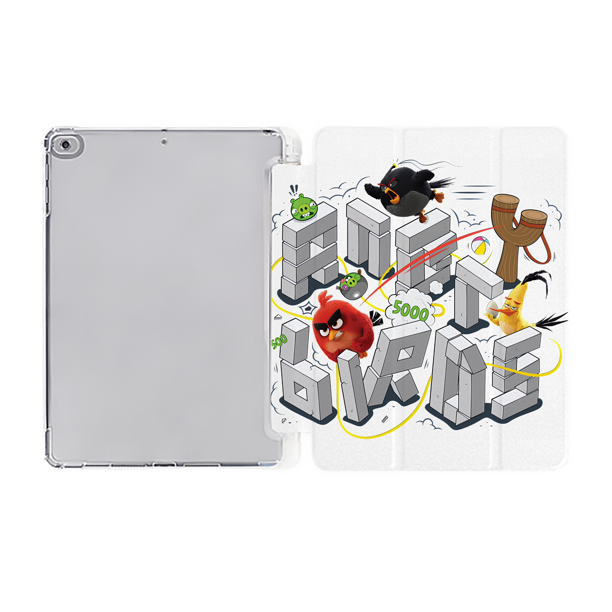（画像用） Angry Birds アングリーバード IPad ケース ペン収納付き 三つ折りスタンド PUレザー×シリコン 対応機種9.5/10.5/10.9インチ